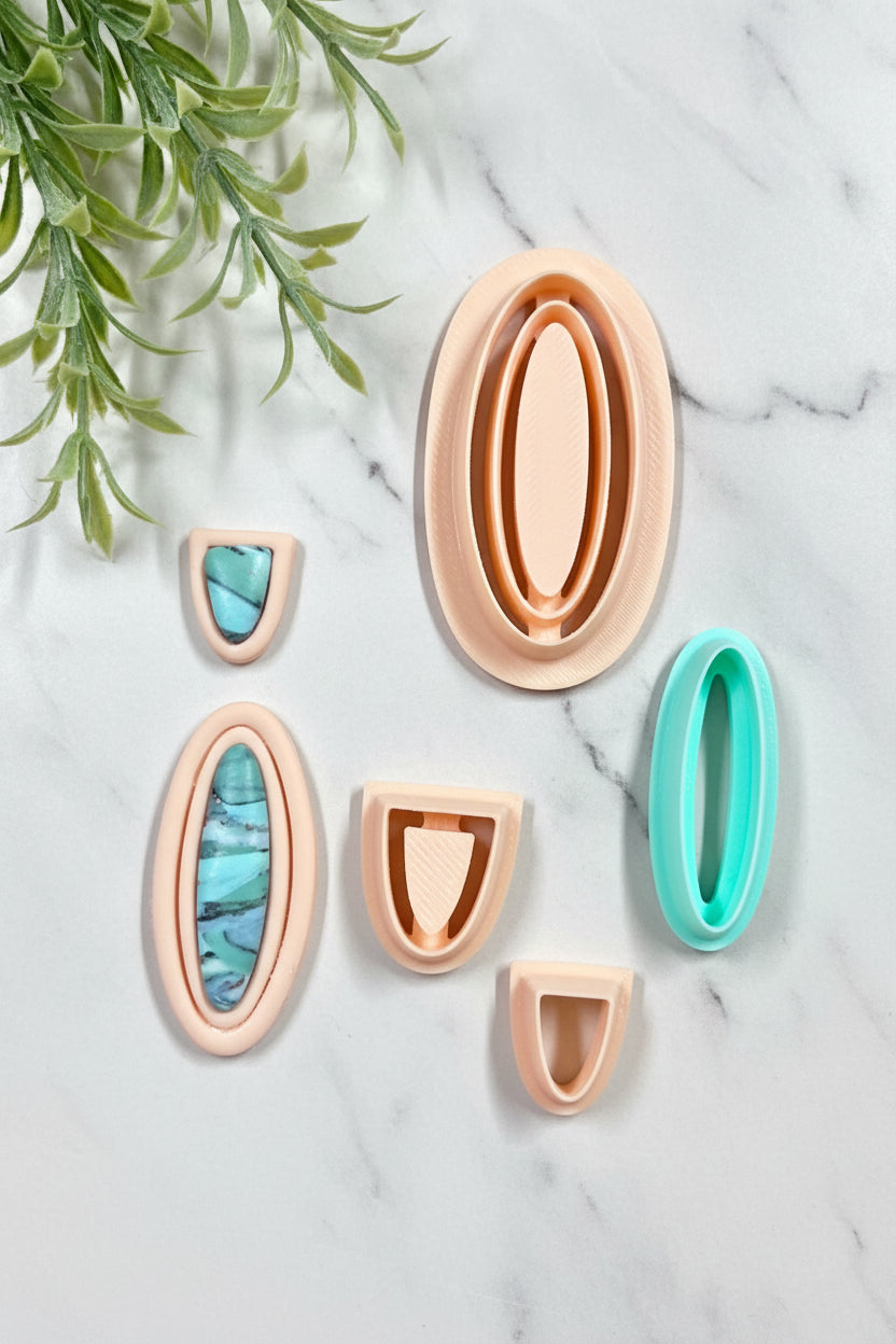 Art Deco Style Oval Bezel Polymer Clay Cutter Set