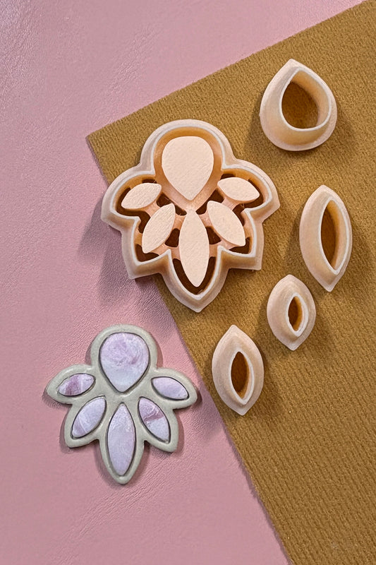 Lotus Bezel Inlay Polymer Clay Earring Cutter Set