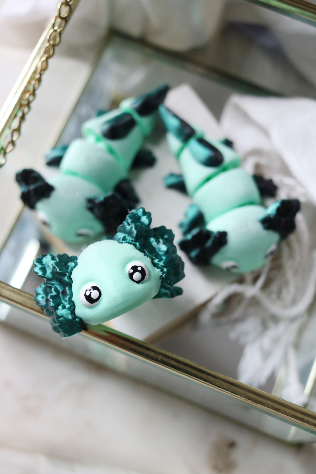 Lucky 'Lotls 3D Printed Shamrock Baby Axolotl Fidget Toy