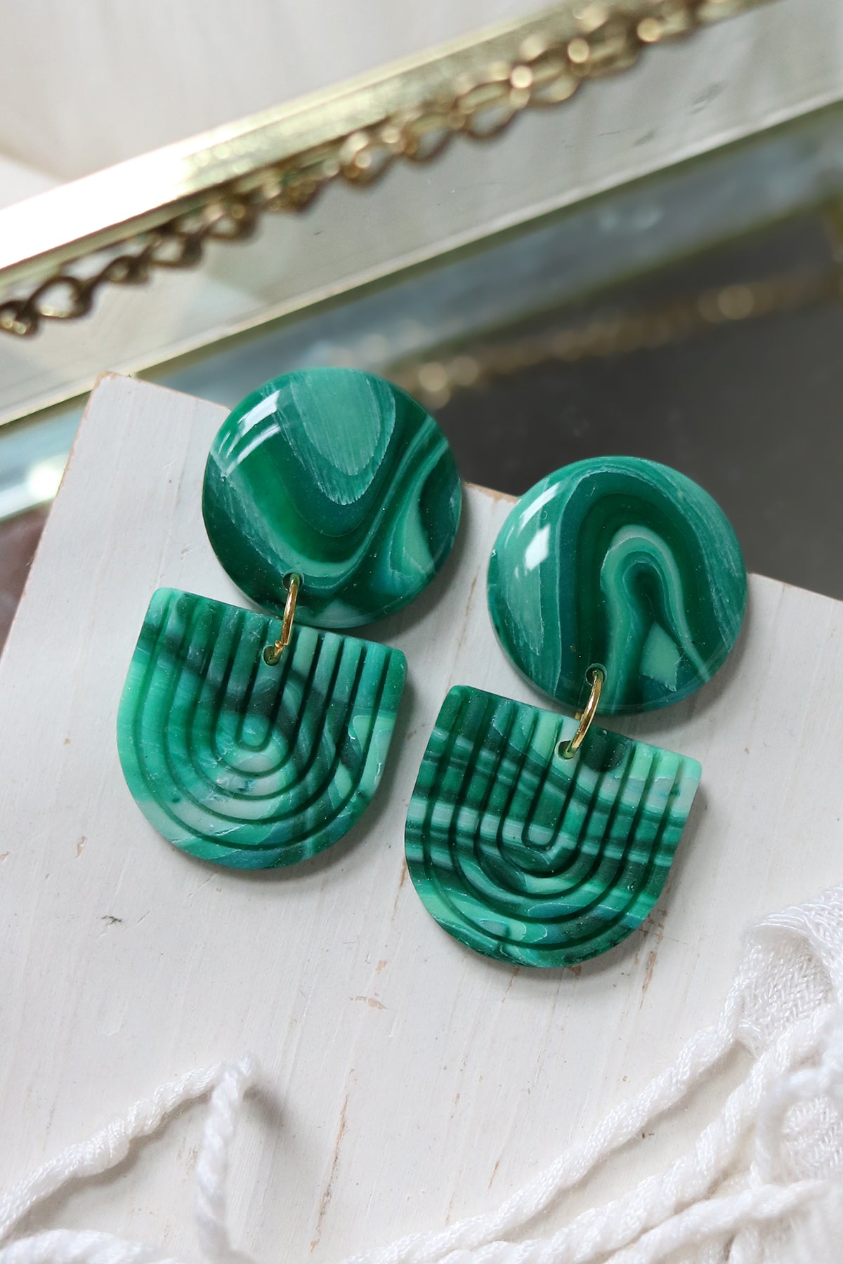 Malachite Polymer Clay Earrings