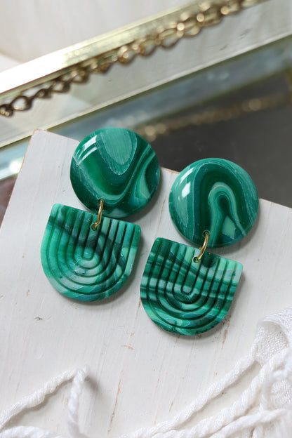 Malachite Polymer Clay Earrings