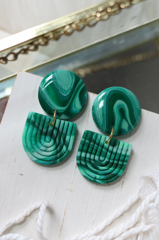 Malachite Polymer Clay Earrings