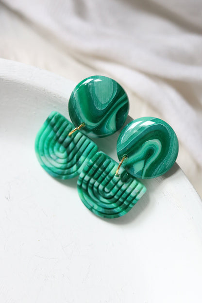 Malachite Polymer Clay Earrings