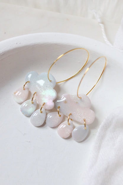Milky Way Polymer Clay Cloud Hoop Earrings