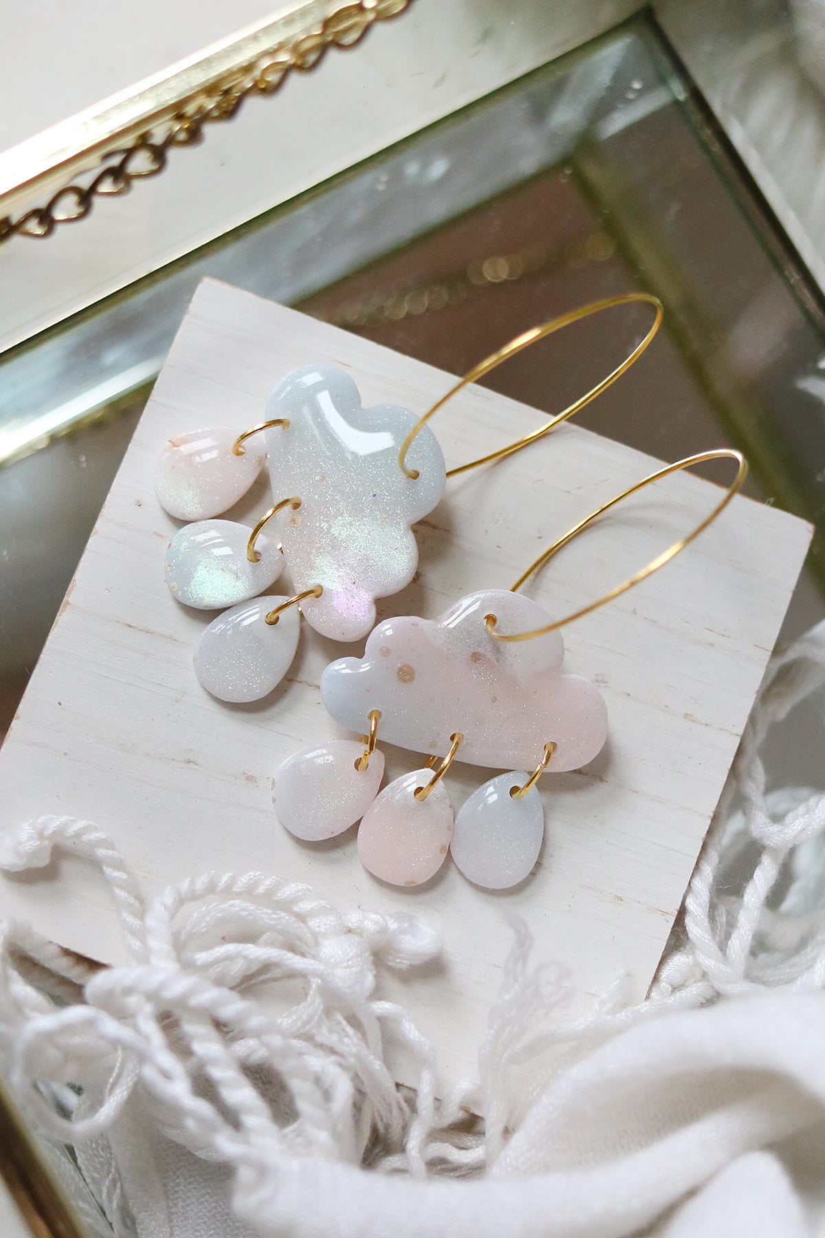 Milky Way Polymer Clay Cloud Hoop Earrings