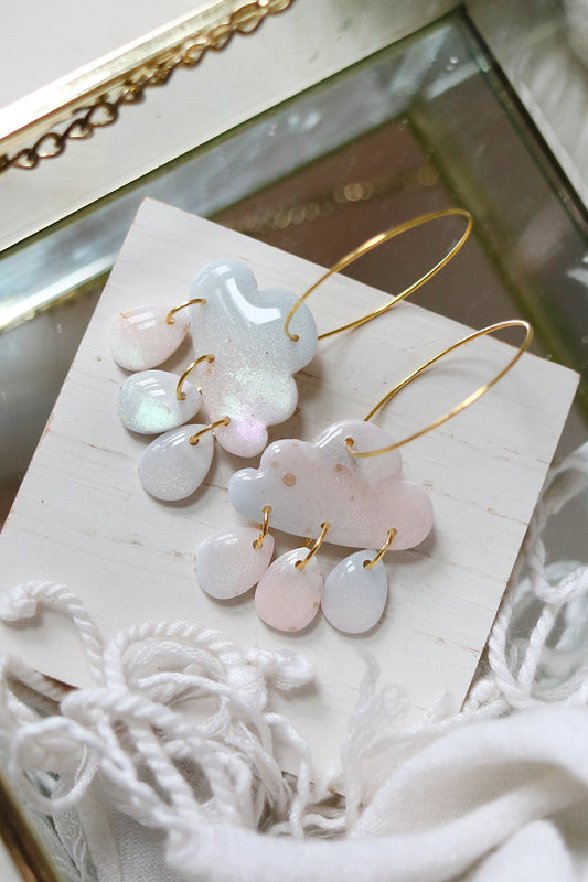 Milky Way Polymer Clay Cloud Hoop Earrings