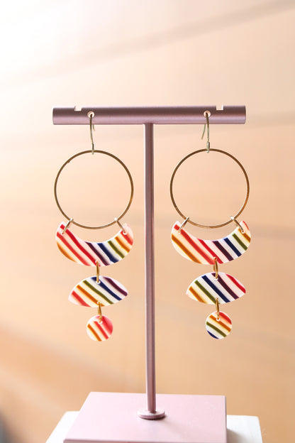 Moon Cycle Polymer Clay Earrings in Rainbow