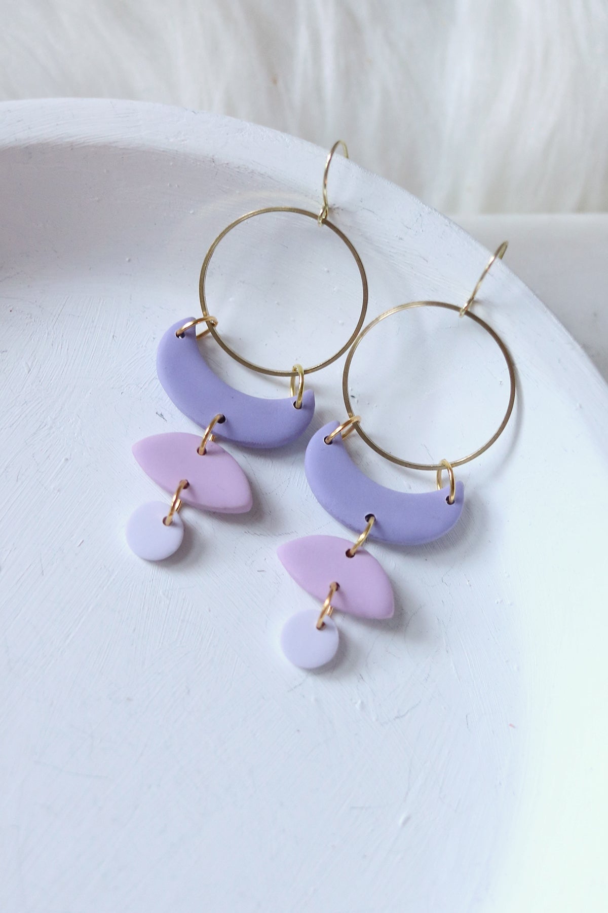 Moon Cycle Valentines Polymer Clay Earrings