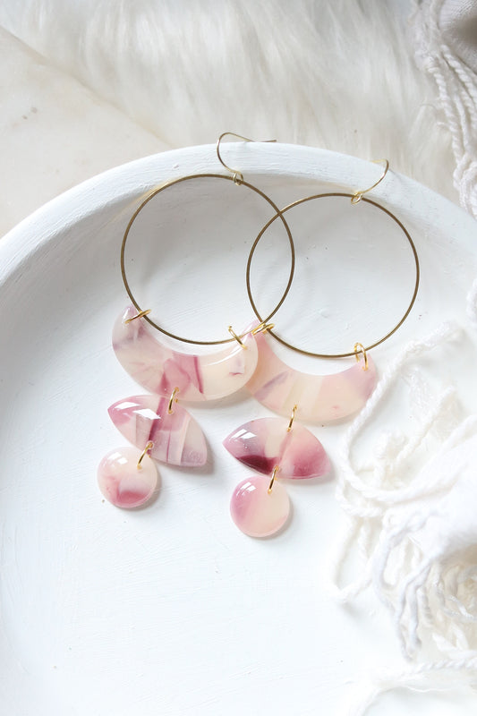 Moon Phase Polymer Clay Earrings in Ruby