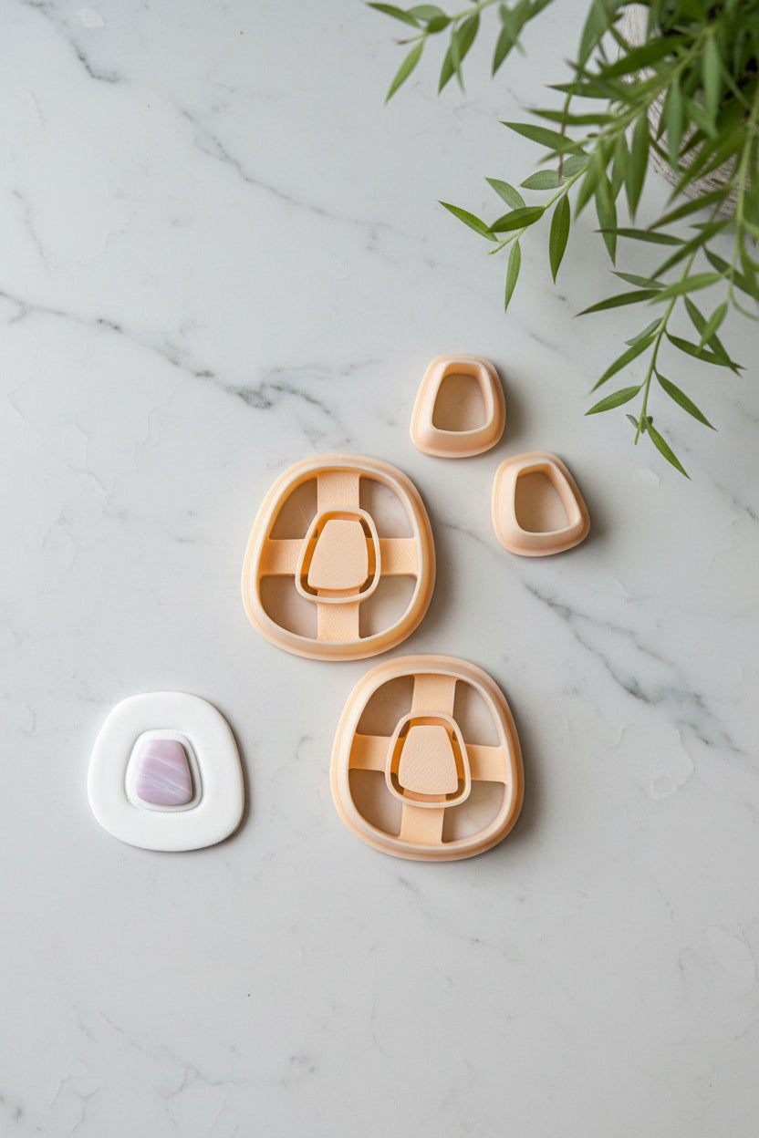Organic Pebble Bezel Set Polymer Clay Earring Cutters