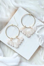 Flutter Hoop Polymer Clay Earrings in Pearl - Petal & Posy