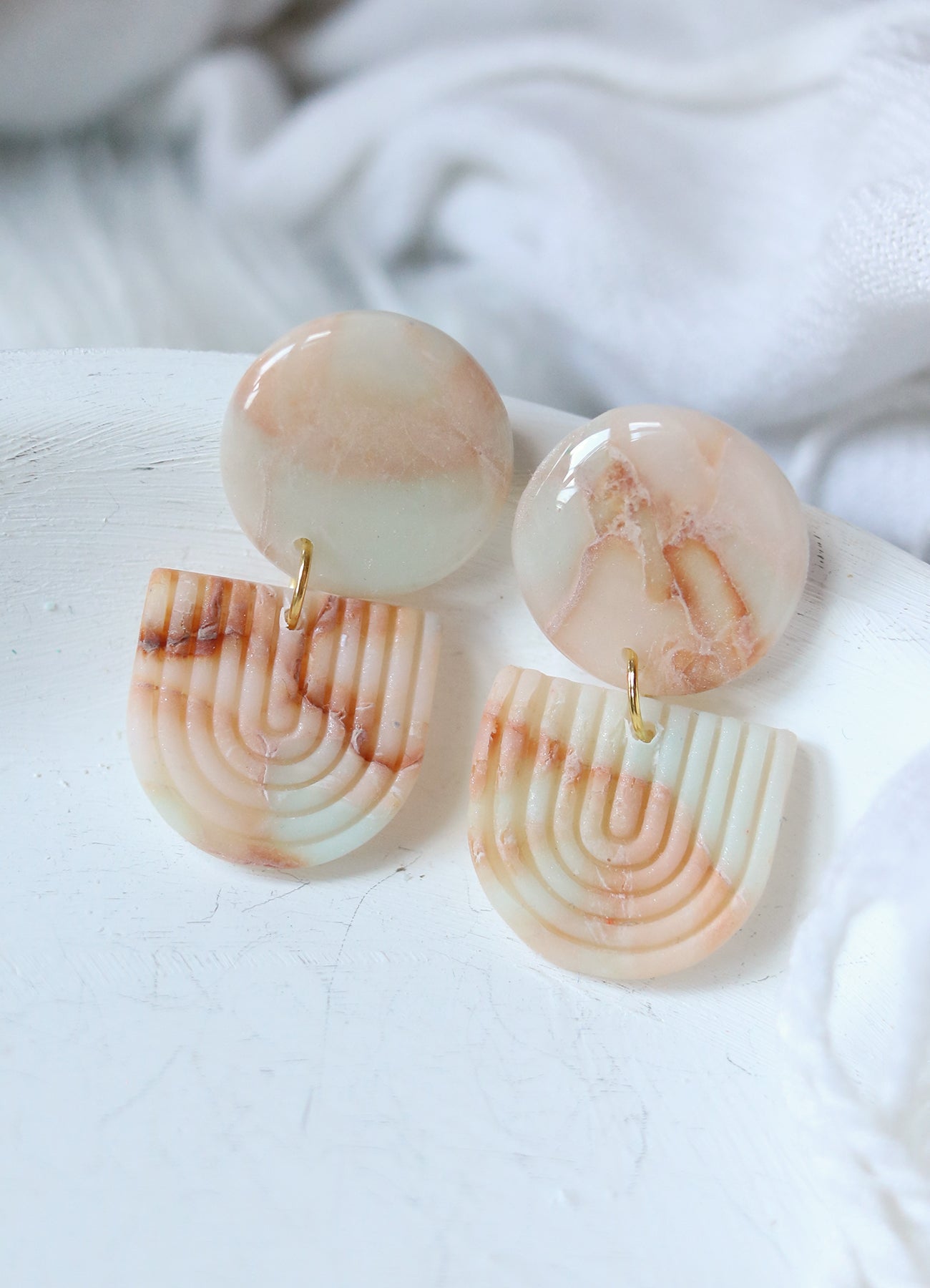 Peruvian Pink Opal Polymer Clay Earrings