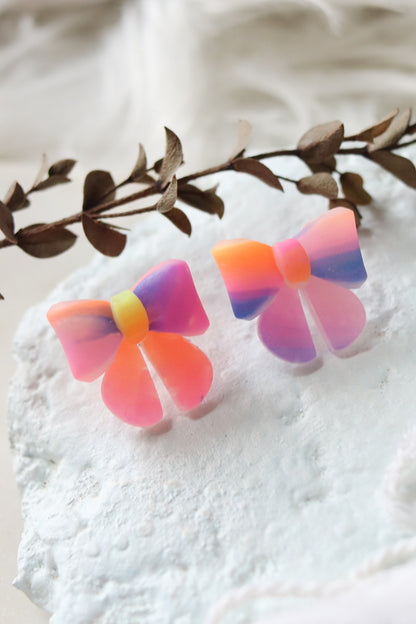 Neon Bow Stud Earrings