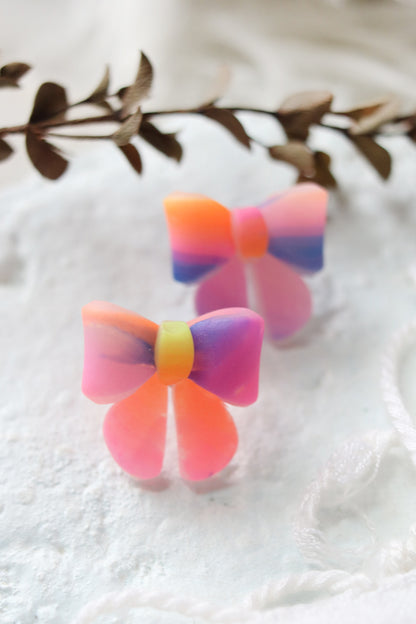 Neon Bow Stud Earrings