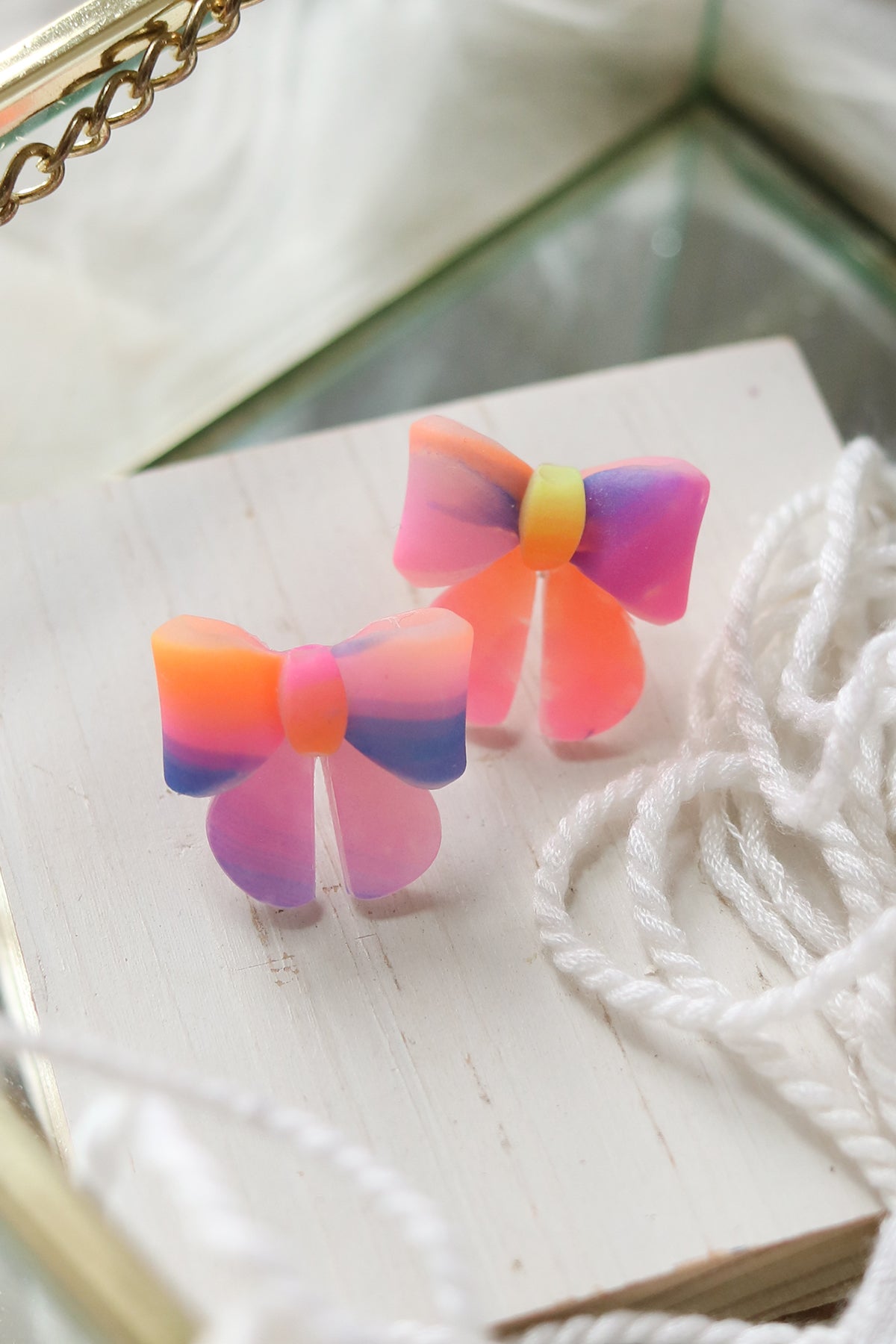 Neon Bow Stud Earrings