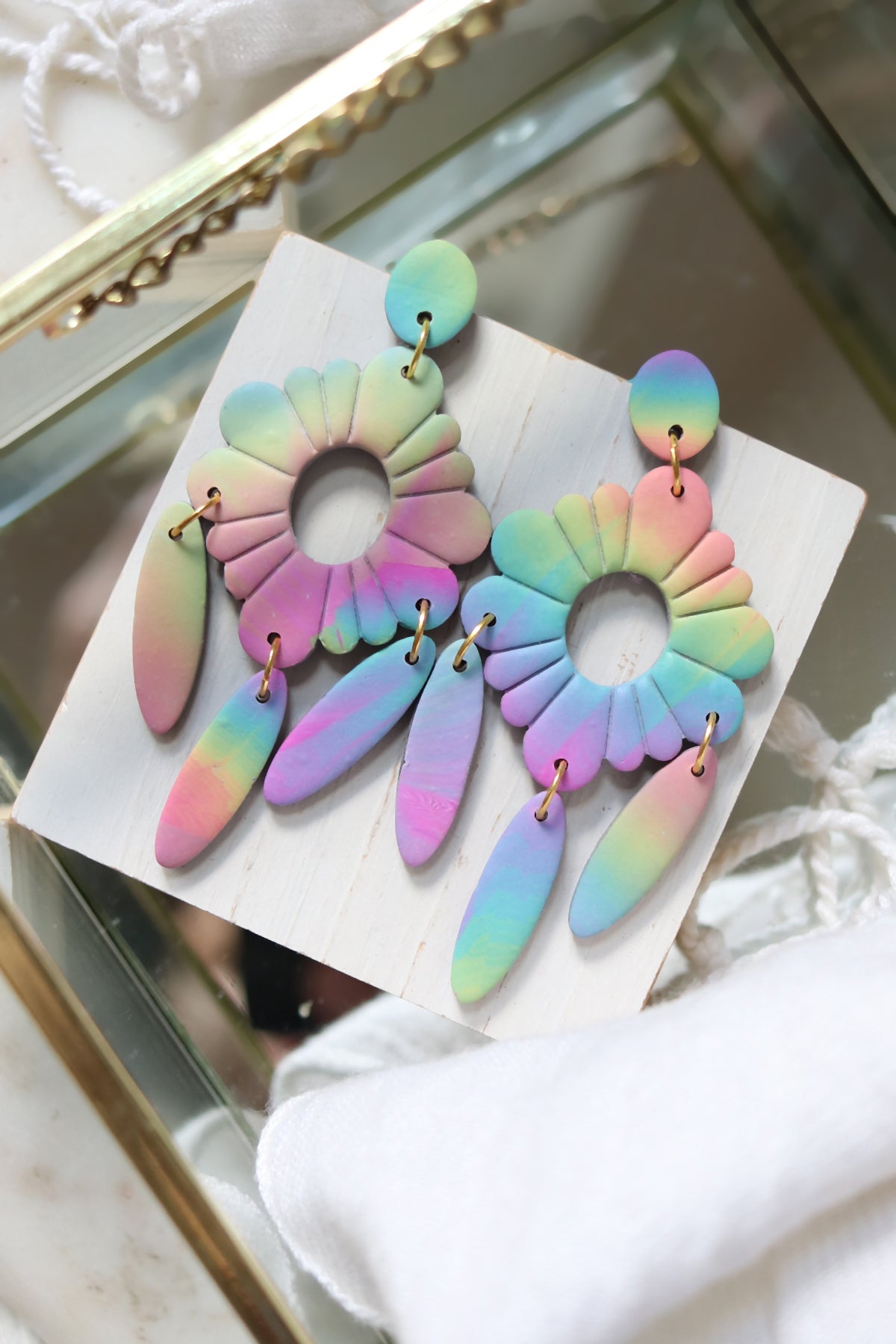 Prismatic Tie Dye Polymer Clay Earrings
