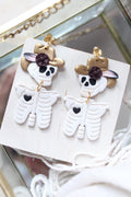 Rhinestone Cowgirl Polymer Clay Skeleton Earrings