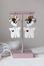 Rhinestone Cowgirl Polymer Clay Skeleton Earrings