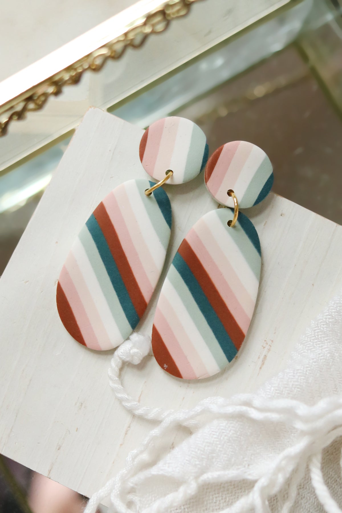 Retro Ribbon Polymer Clay Earrings