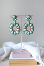 Sagebrush Southwestern turquoise polymer clay dangle stud earrings by Petal & Posy, featuring vibrant turquoise and southwestern design.