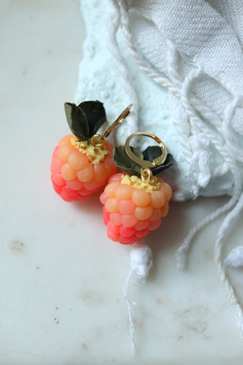 Salmon Berry Polymer Clay Earrings