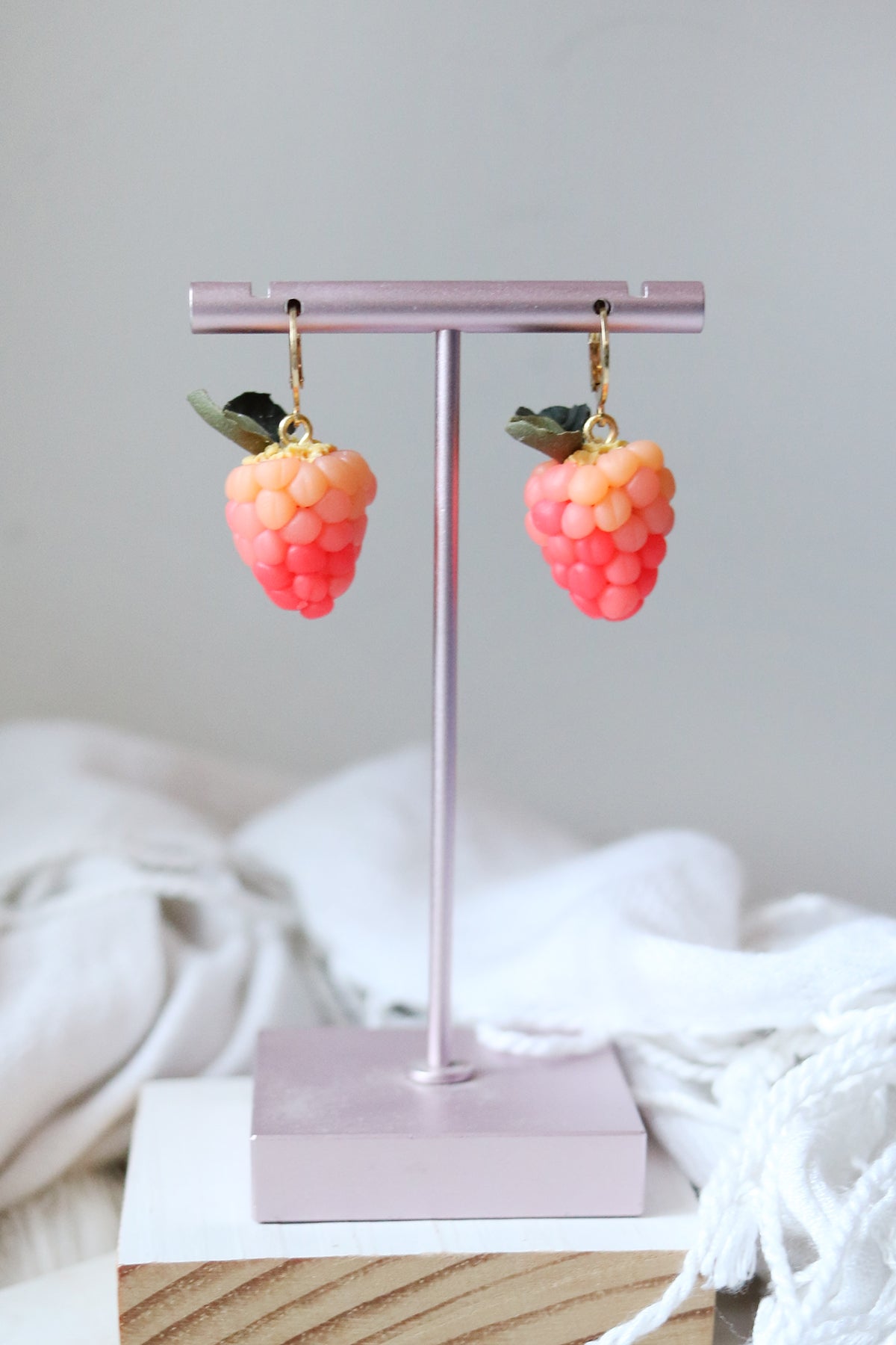 Salmon Berry Polymer Clay Earrings