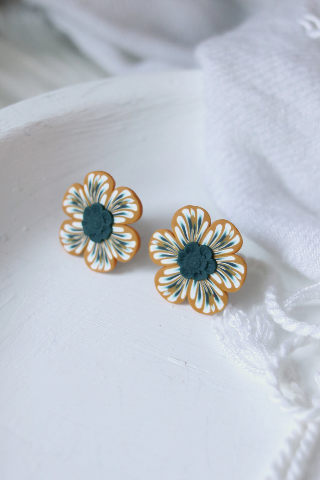 Goldenrod Polymer Clay Flower Stud Earrings