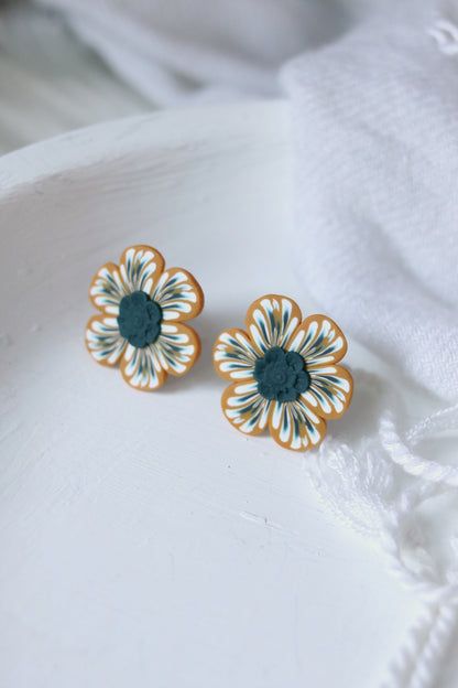 Goldenrod Polymer Clay Flower Stud Earrings