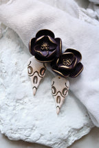 Desert Dusk Floral and Skull Polymer Clay Earrings