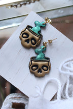 I Put a Spell on You Polymer Clay Skull Cauldron Earrings