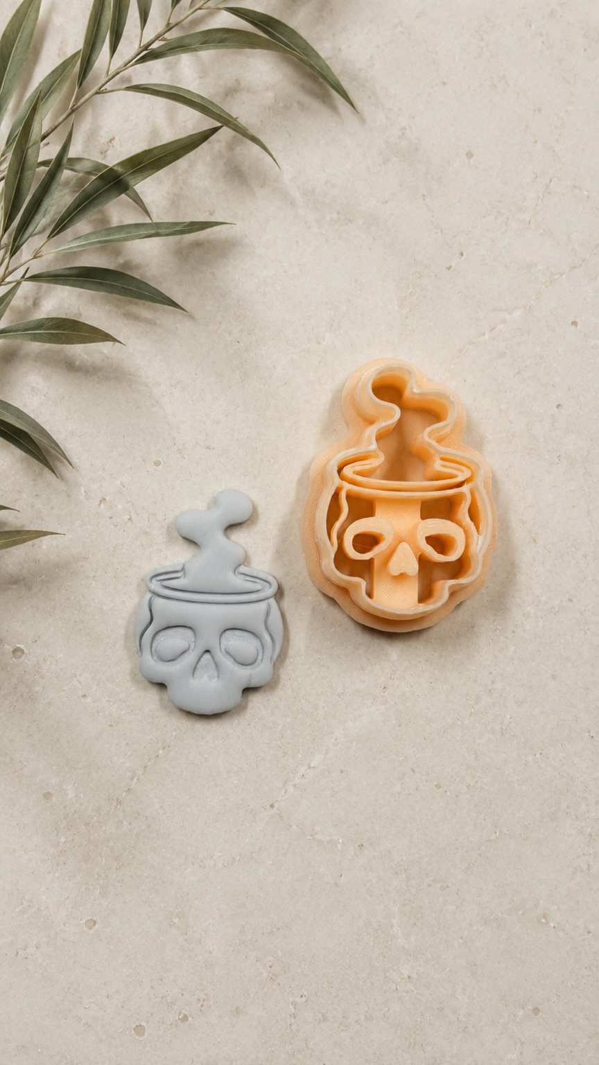 Skull Cauldron Polymer Clay Cutter