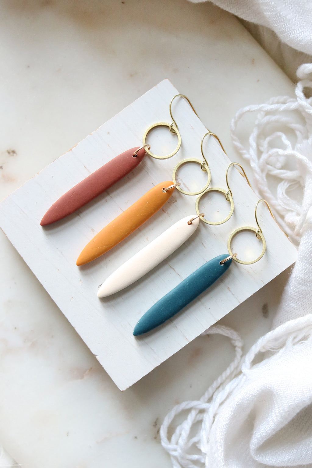 Sliver Polymer Clay Earrings | Choose Your Colour
