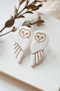 Snowy Owl Polymer Clay Stud Earrings - Petal & Posy