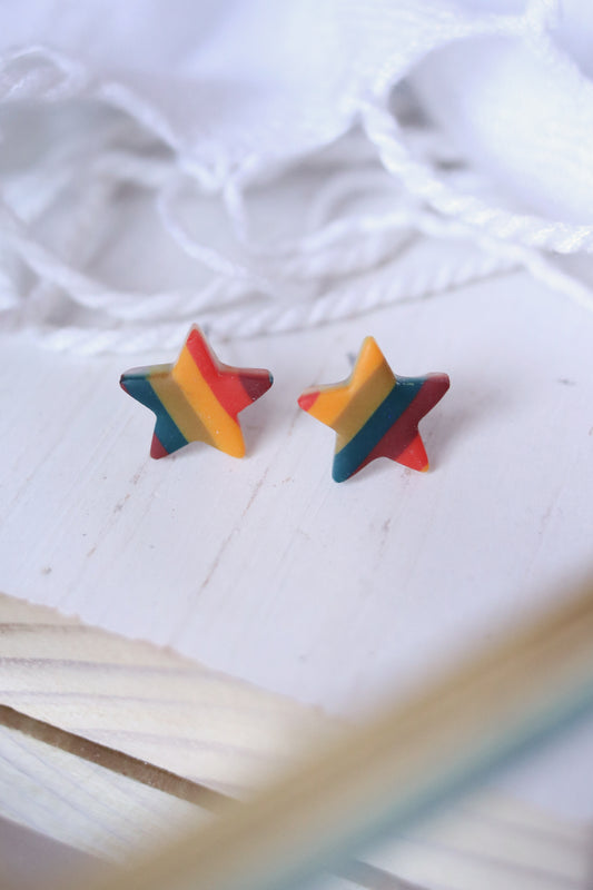 Star Shine Polymer Clay Stud Earrings