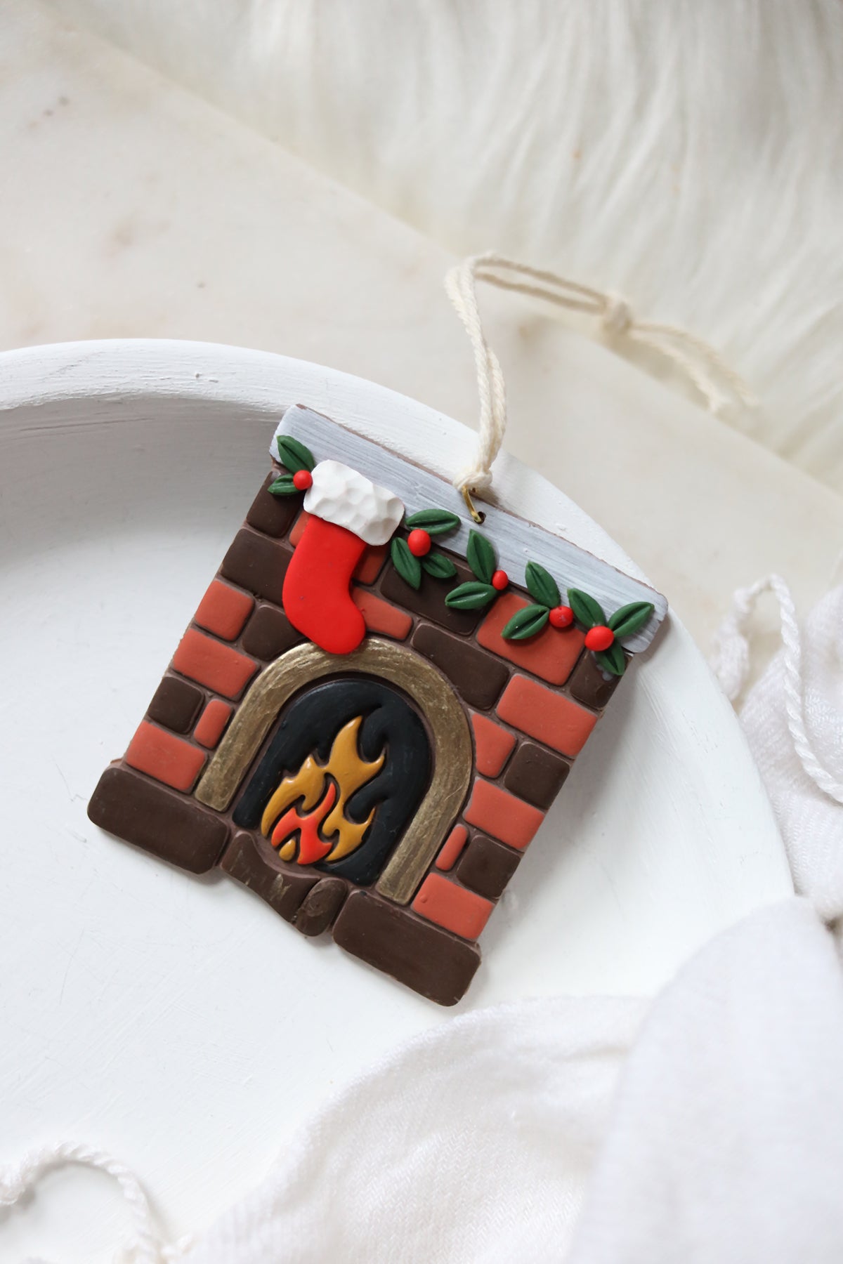 Fireside Polymer Clay Ornament