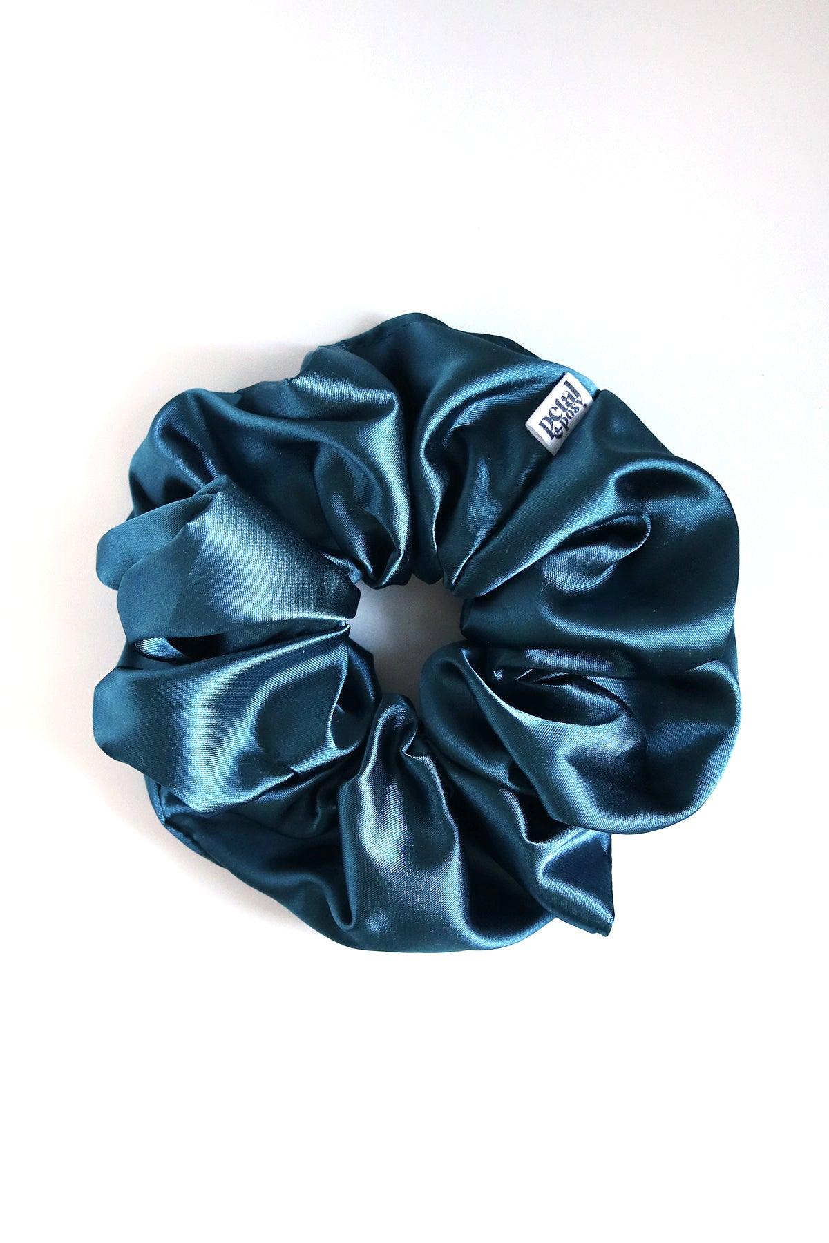 Super Fluff Silk Satin Scrunchie in Ocean - Petal & Posy