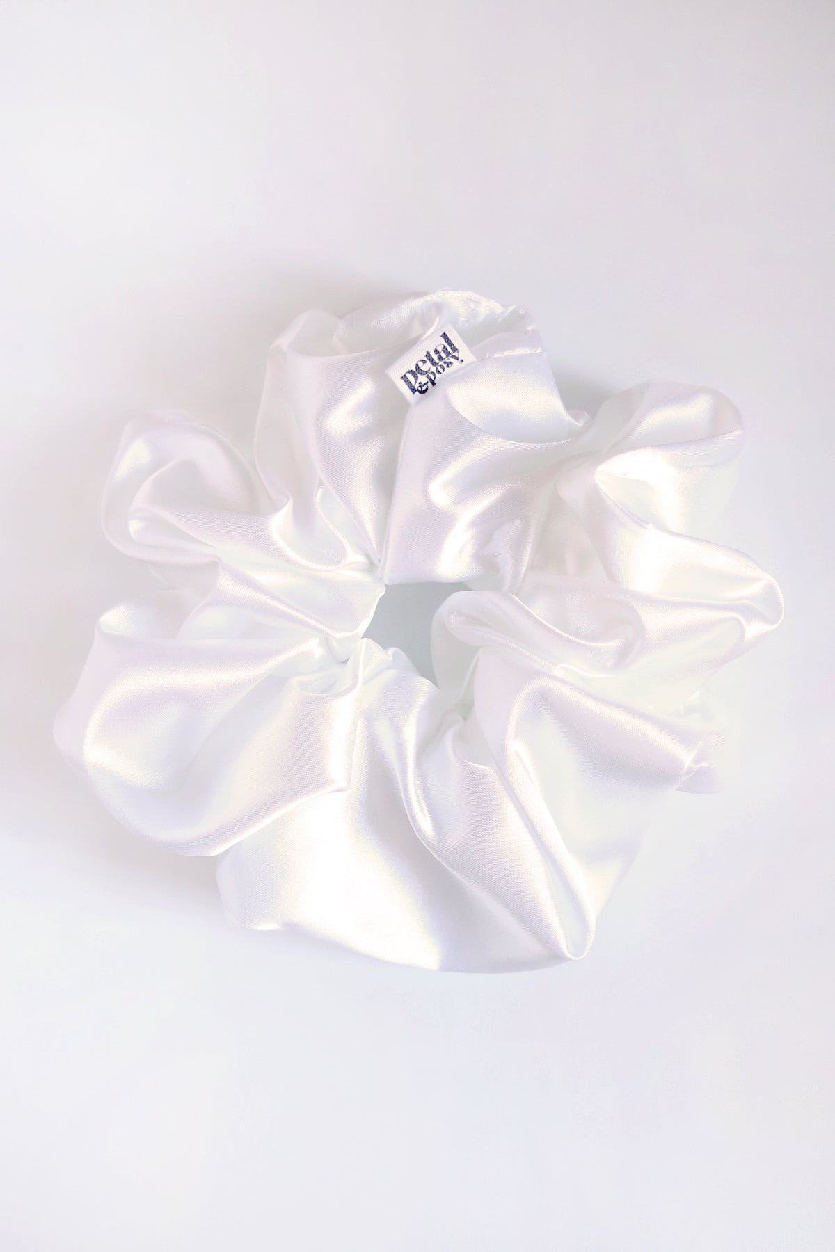 Super Fluff Silk Satin Scrunchie in Snow