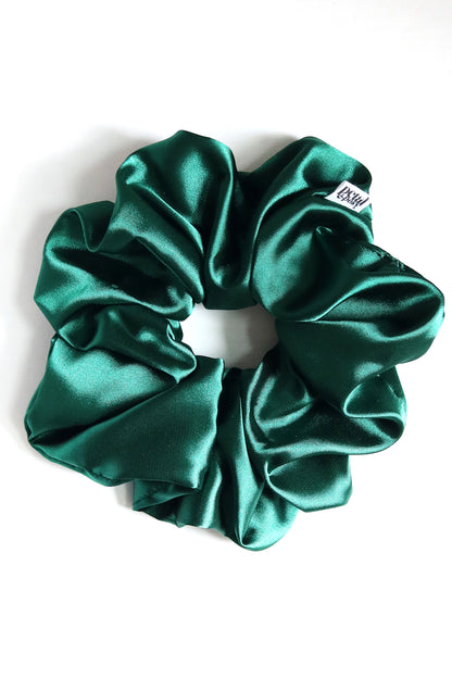 Super Fluff Silk Satin Scrunchie in Emerald