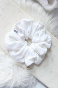 Super Fluff Pointelle Knit Scrunchie in Cloud or Strawberry