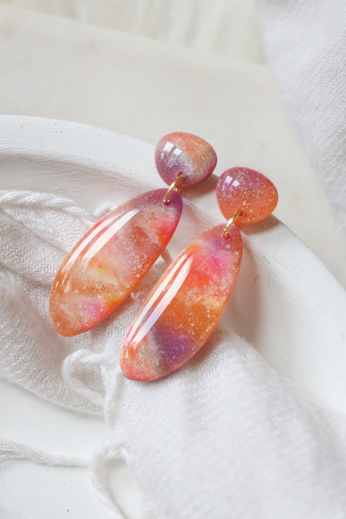 Surface of the Sun Polymer Clay Earrings