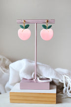 Petal & Posy Sweet Peach Dangle Stud Earrings with peach-colored gemstone accents on gold-tone studs