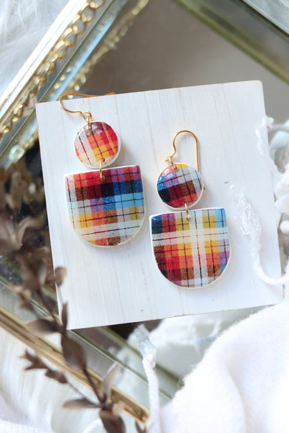 Tartan Polymer Clay Earrings