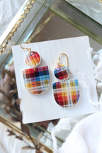Tartan Polymer Clay Earrings - Petal & Posy