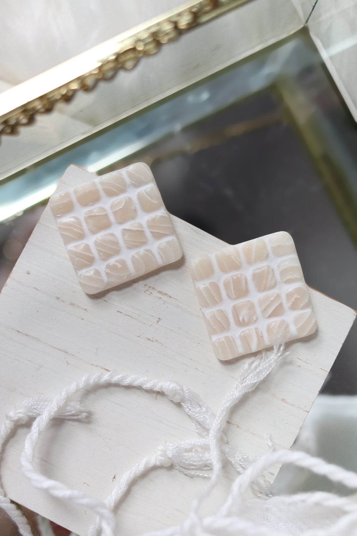 Tiled Stud Polymer Clay Earrings