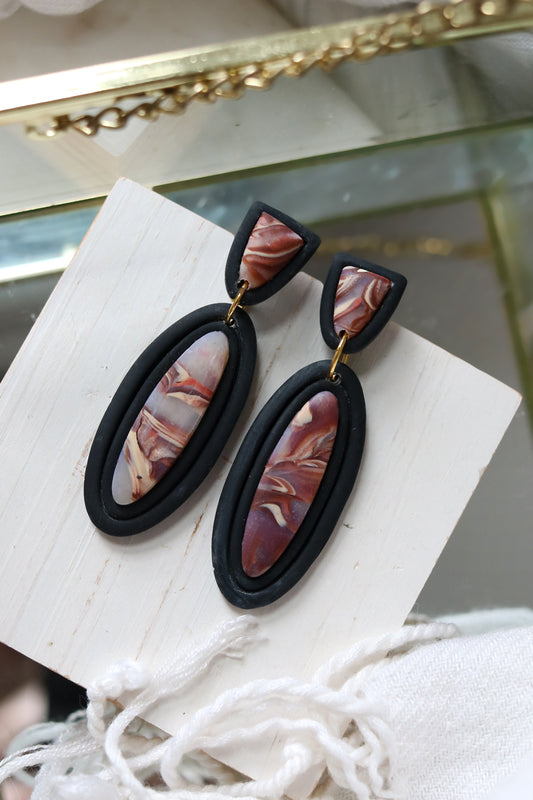 Night Tortoise Polymer Clay Earrings