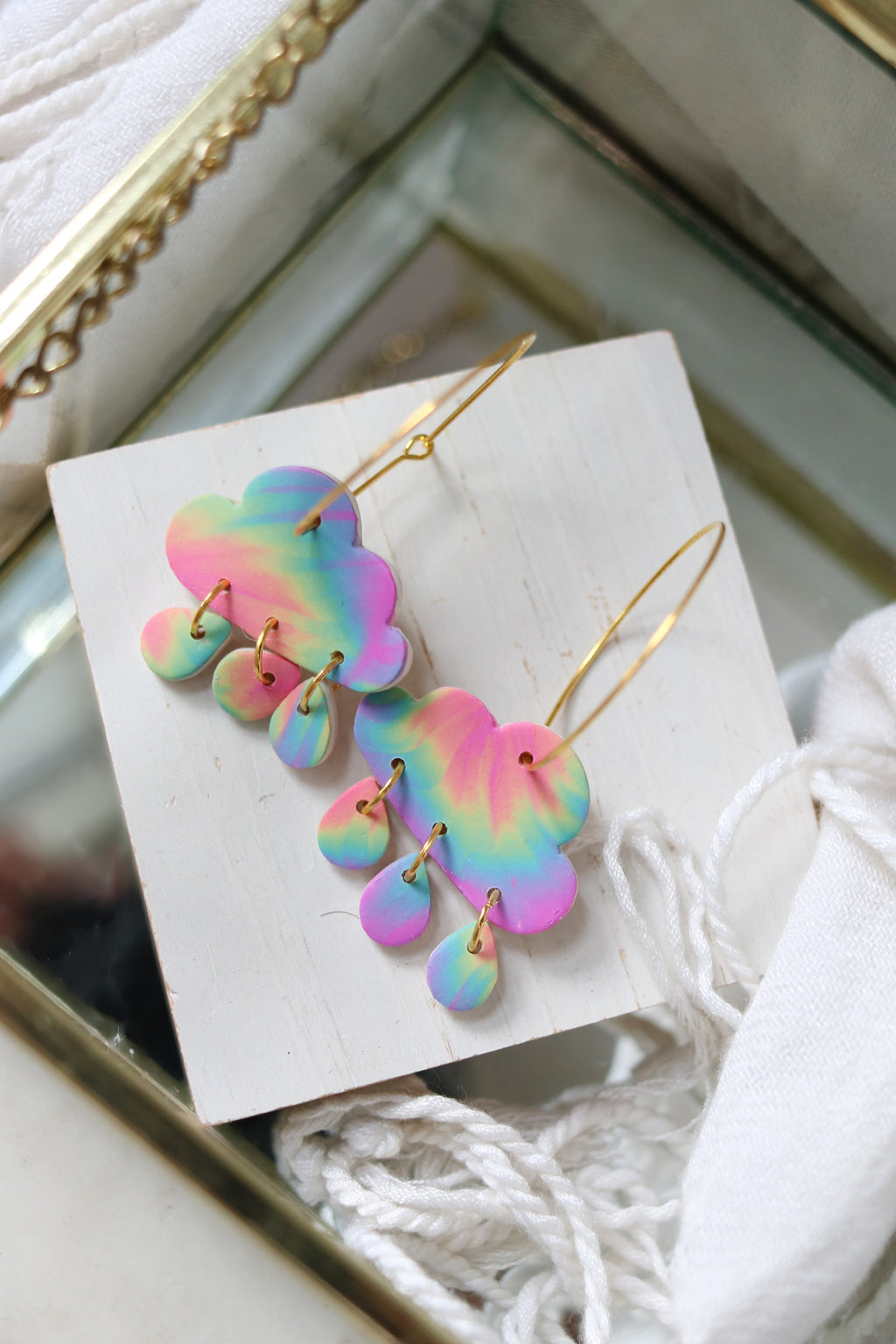 The Grateful Dead Cumulus Hoops Polymer Clay Earrings