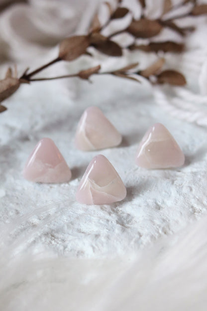 Trinity Studs in Rose Quartz