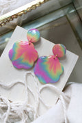 Woodstock Tie Dye Polymer Clay Flower Earrings