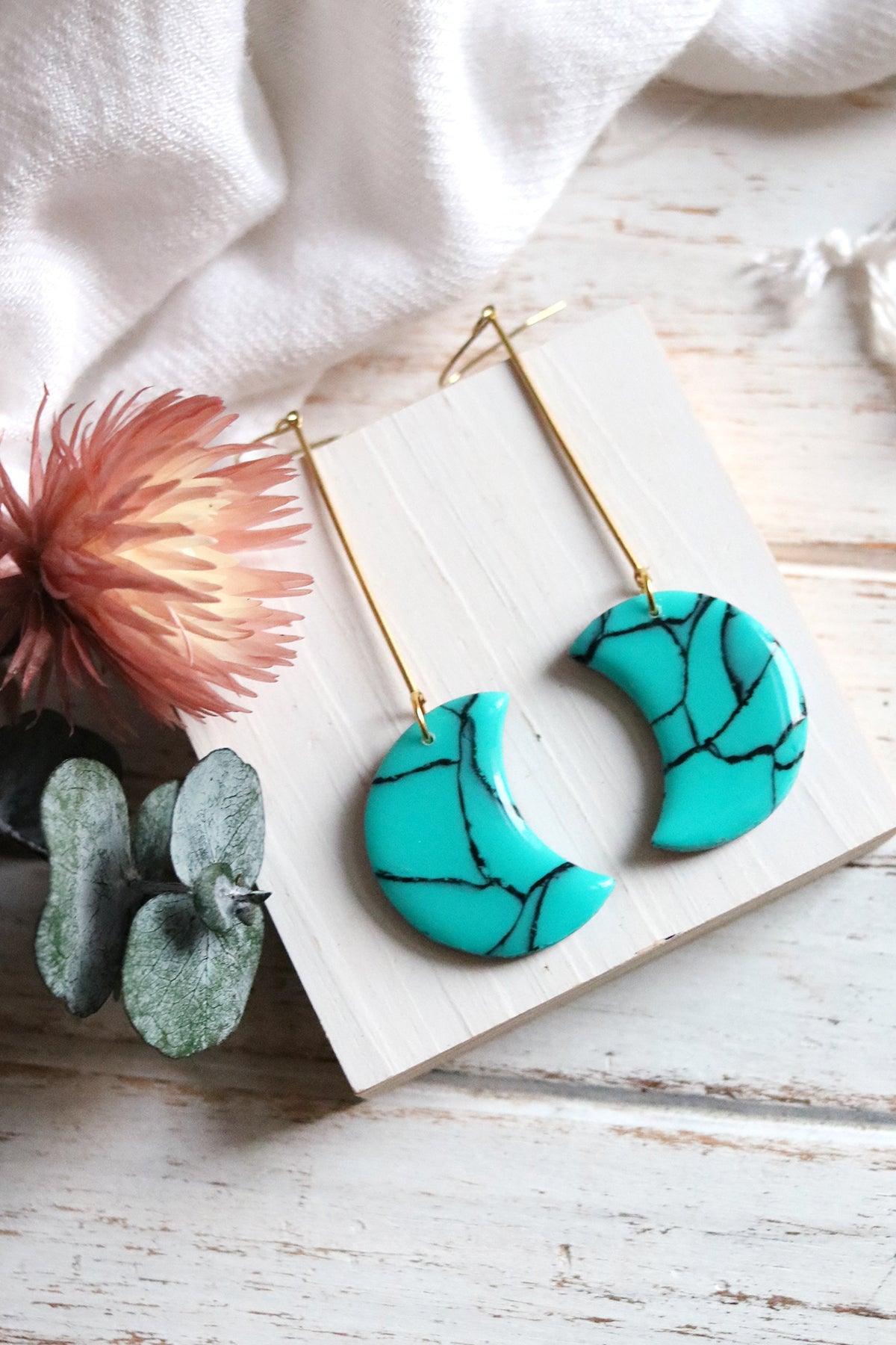 Sea of Tranquility Moons in Kingman Turquoise - Petal & Posy