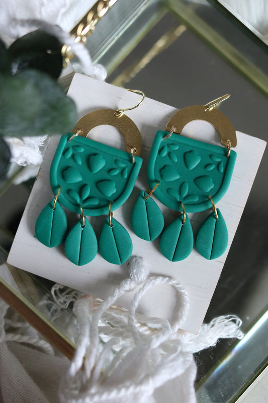 Fleur De Lis Earrings in Emerald